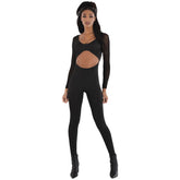 Sleek Black Halloween Catsuit Costume - S/M